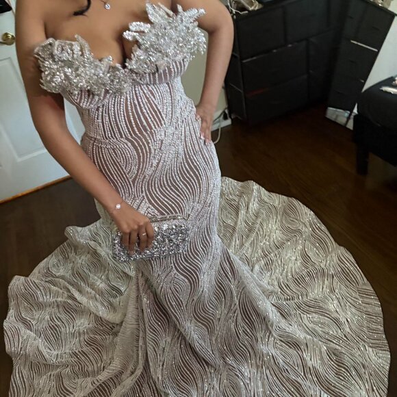 Dresses & Skirts - Women's Silver and White Dress